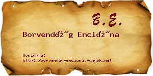 Borvendég Enciána névjegykártya